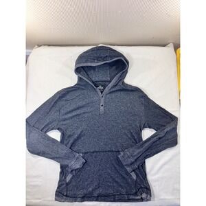 Brigade Mens Henley Hoodie Gray Pullover‎ Long Sleeve Casual Size S